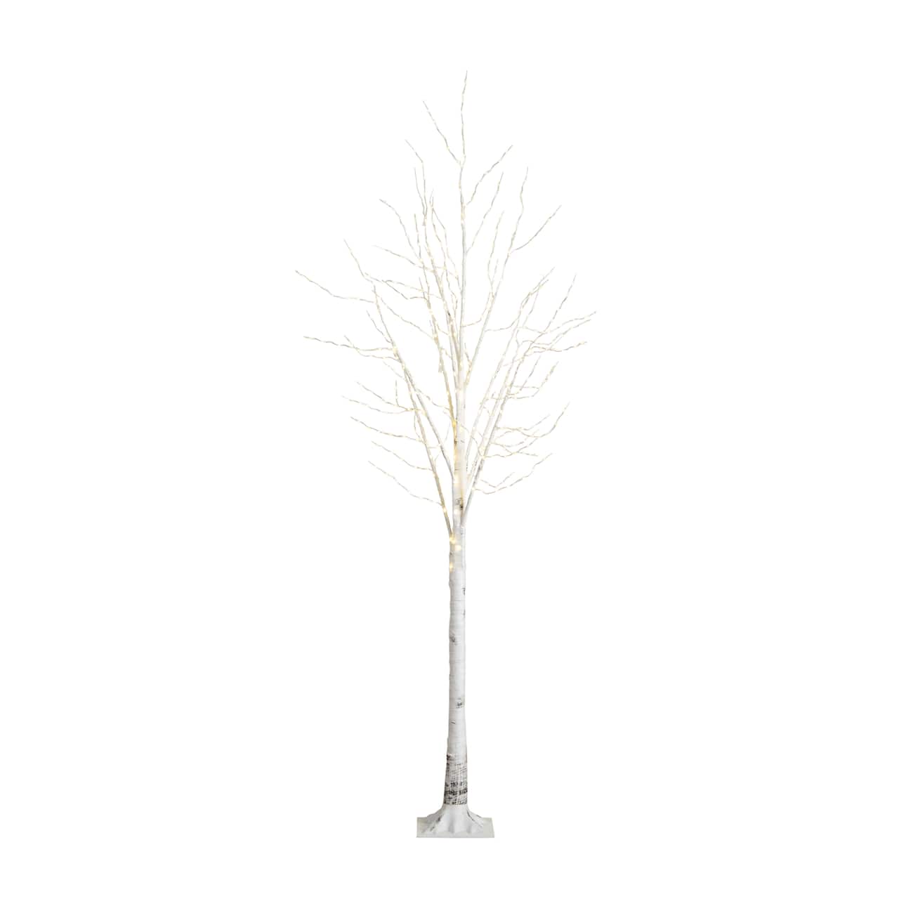 8ft. Pre-Lit White Birch Artificial Christmas Tree, Warm White LED Lights